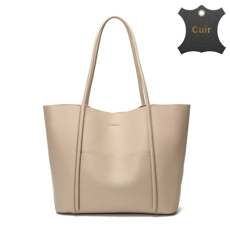 Grand sac à bandoulière en cuir lisse