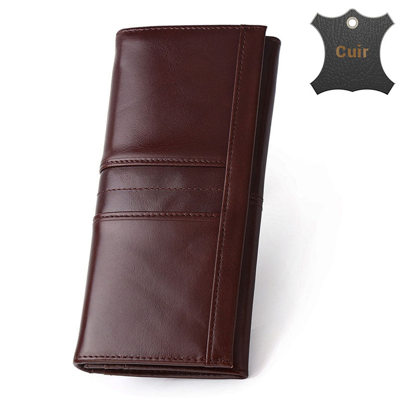 Portefeuille Femme En Cuir Fait Main - Marron, Taille M - Style Sud-ouest à Bouton