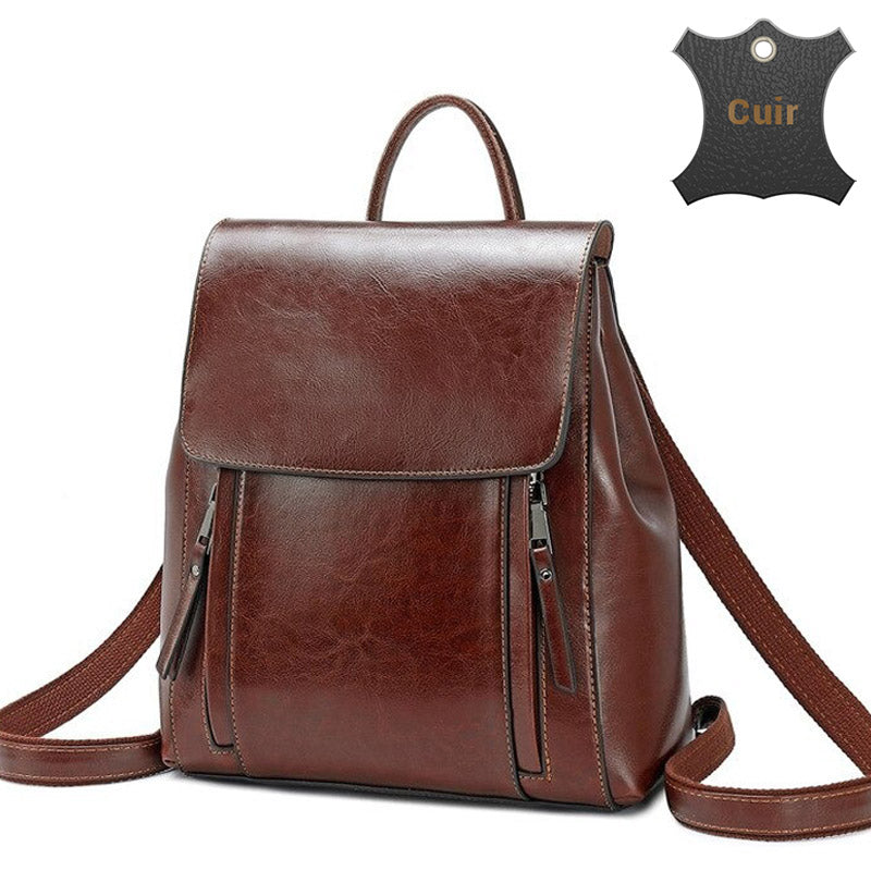 Sac à Dos Convertible En Cuir Véritable VereVerto - Bleu Marine, Fabriqué En Italie, Pratique Et Stylé