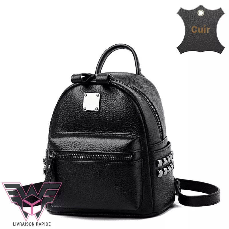Petit sac à dos simili cuir noir de ville – Sac à Dos