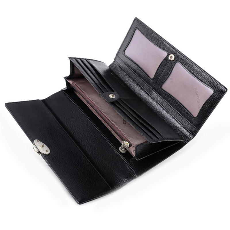 Grand portefeuille à fermoir pour femme en cuir véritable - Rovicky Grand portefeuille à fermoir pour femme en cuir véritable - Rovicky