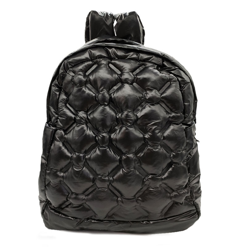 Sac à Dos Femme Matelassé Métallique - Grande Capacité, Multi Poches Pour Voyage Ou École - 10