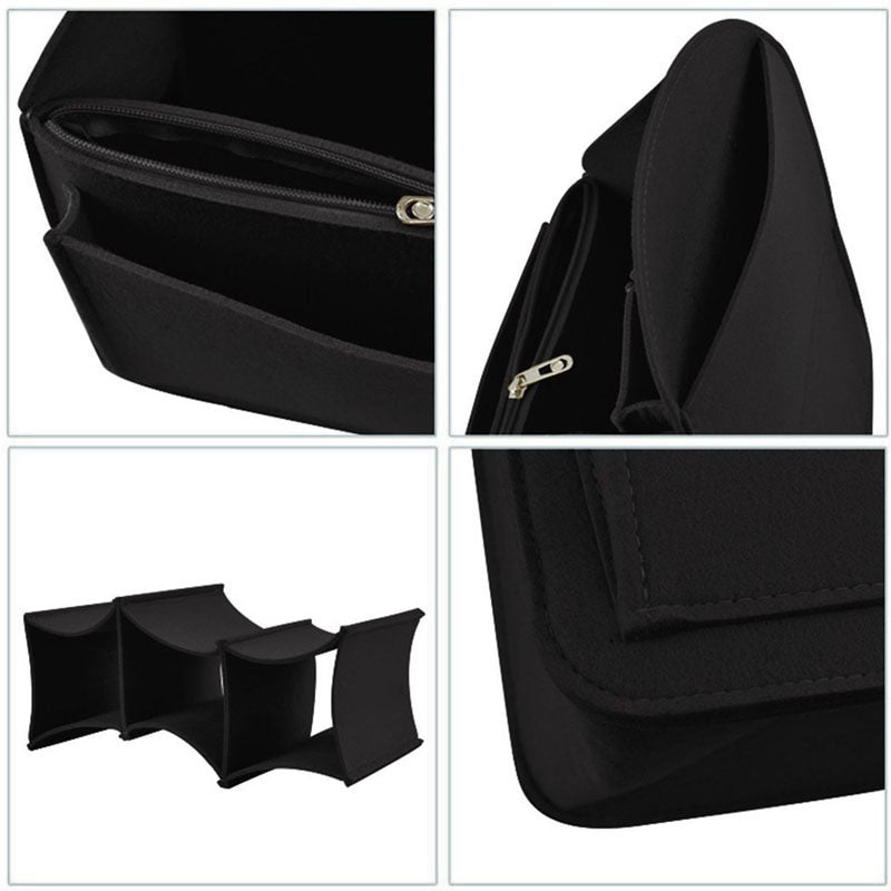 Organiseur Sac à Main CREATCABIN - Insert Portefeuille Rouge Microfibre - 22x8 Cm - Avec Anneaux D Pour Chaîne - 8