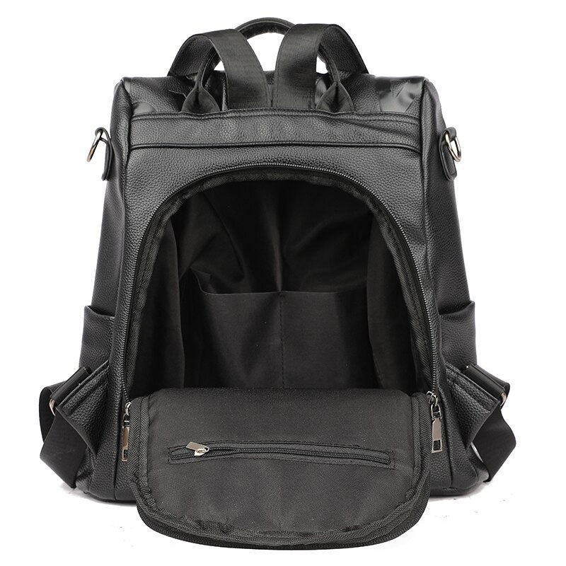 PORRASSO Sac à Dos Femme Antivol Sacs à Bandoulière Avec Trou Pour écouteurs Fille Sac D'école PU Cuir Daypack Travail Voyage Sac à Dos Brun